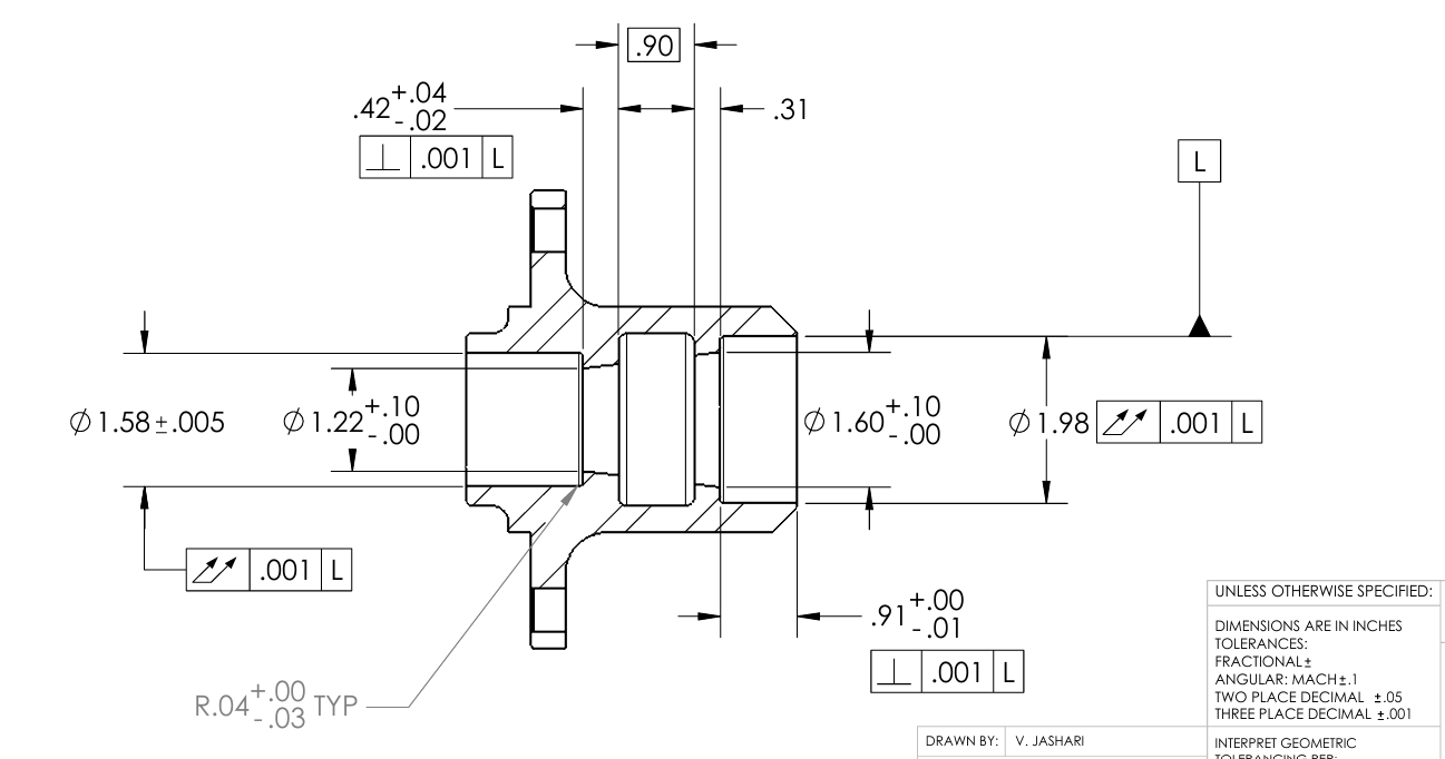 Brake hub GD&T drawing detail