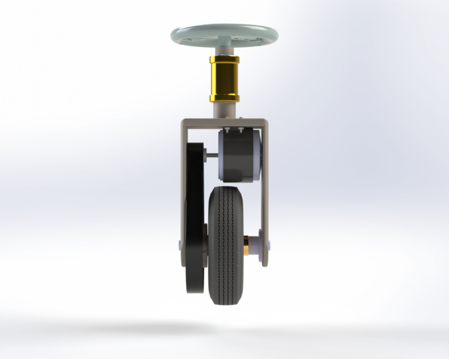 Front view of the drivetrain and steering module